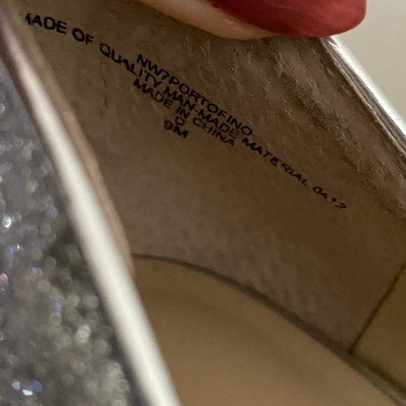 2/$30 Nine West Silver Glitter Sparkle Open Toe Heels - Picture 3 of 6
